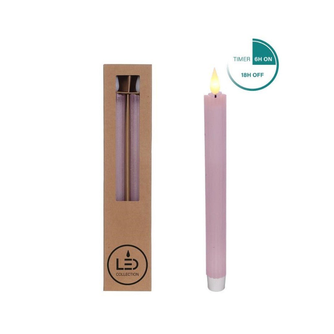 LED -potloodkaars set/2 Ø2.1 H.25 Pink w. timer