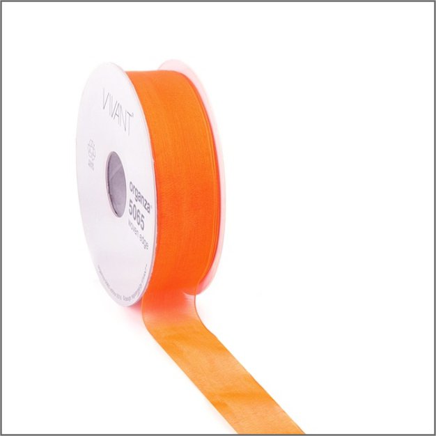 Organza lint - oranje - 25mm x 50 meter