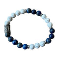 Heren armband 8 mm Sowilo Amerikaans Howliet en Lapis Lazuli met Viking kraal