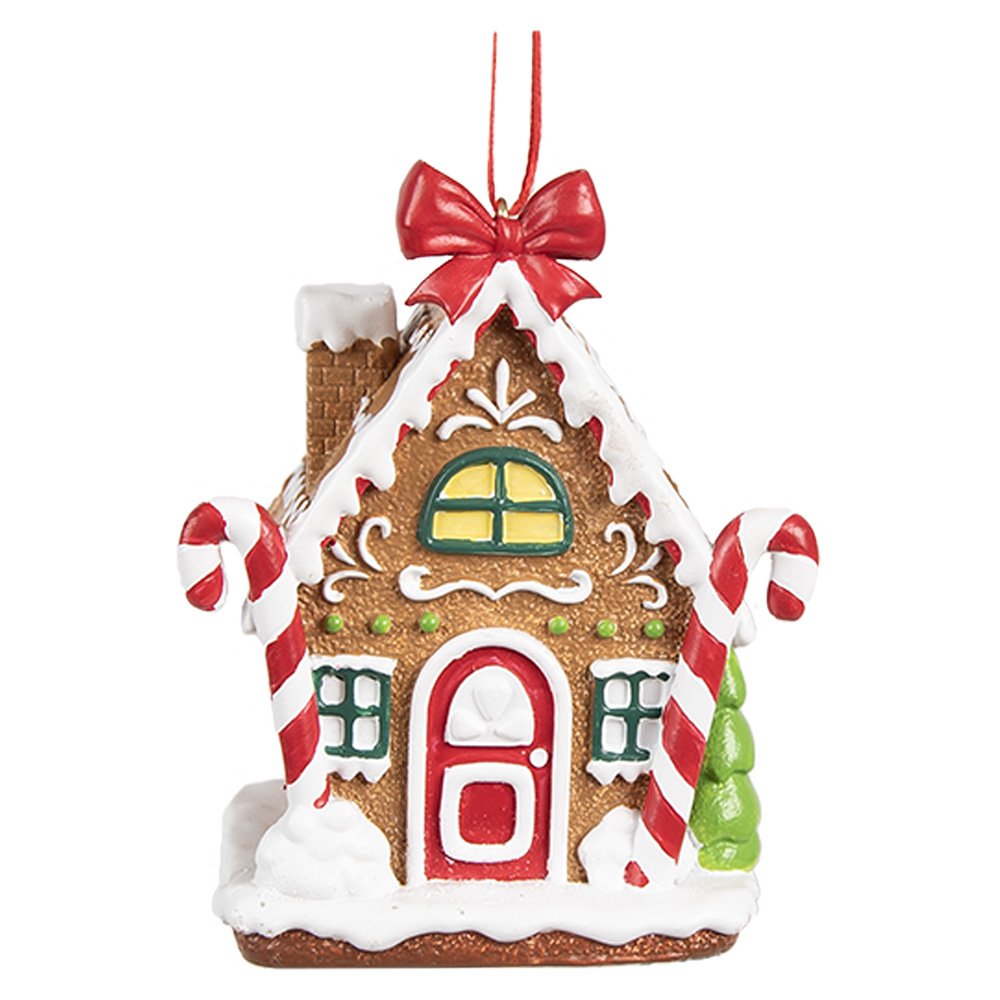 Kersthanger Gingerbread house 7x5x9 cm Bruin Kunststof