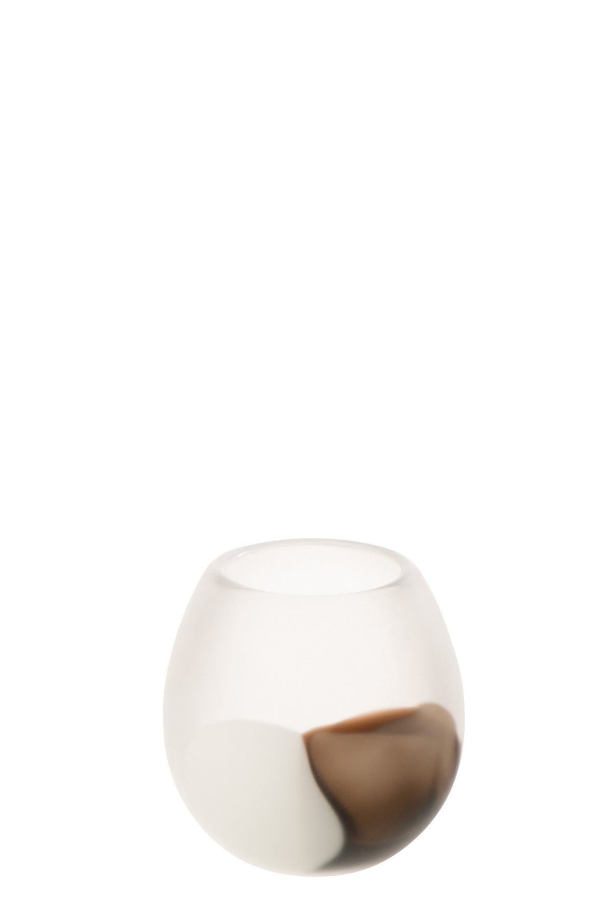 J-Line windlicht Bal - glas - wit/bruin - S
