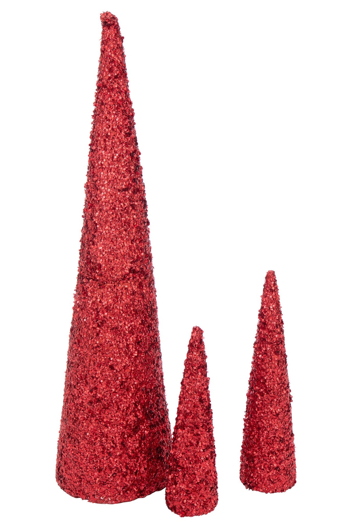 J-Line decoratie Kegel Pailletten Schuim - kunststof - rood - L