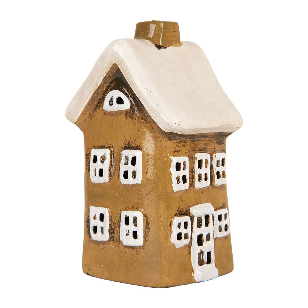 Waxinelichthouder Huis 8x7x15 cm Bruin Keramiek