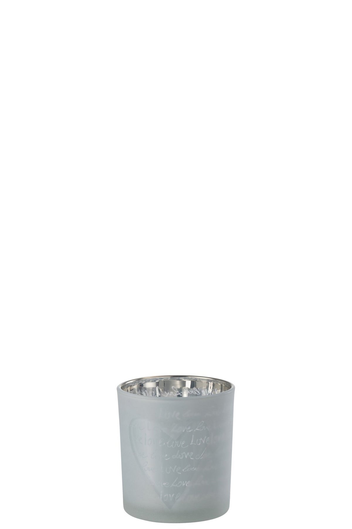 J-Line theelichthouder Love - glas - wit - small