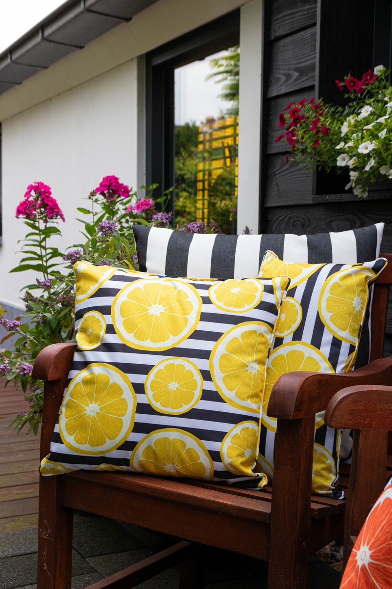 Citro Outdoor kussen geel 45 x 45 cm