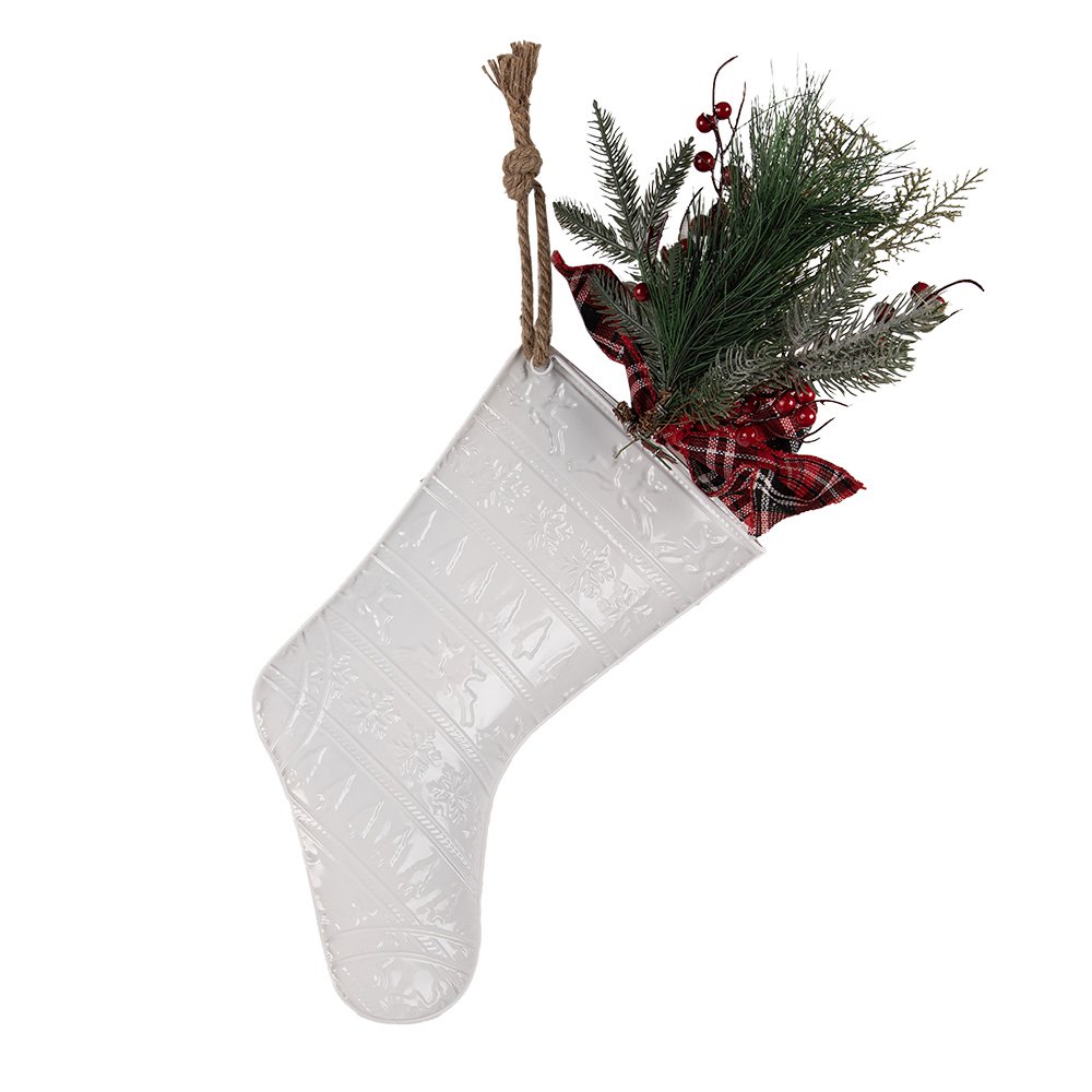 Kersthanger Kerstsok 25x6x62 cm Wit Metaal