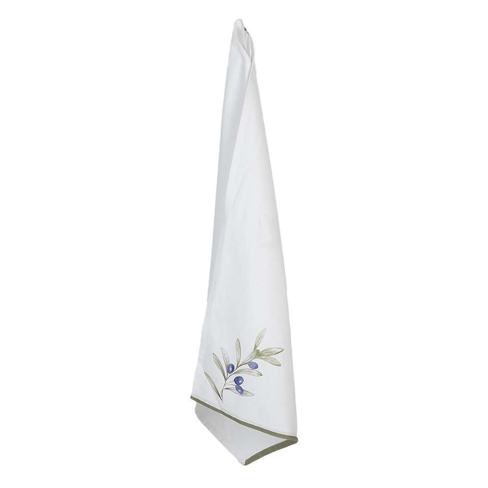 Theedoek 50x70 cm Wit Katoen Olijven