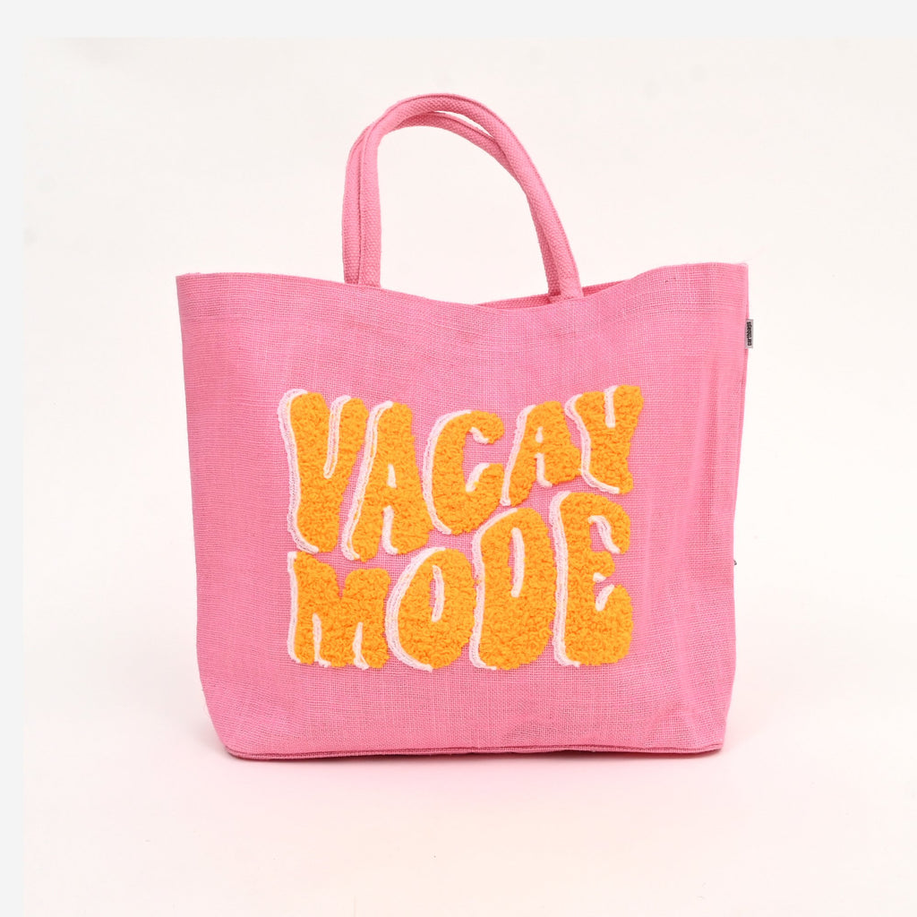 Tote Bag - Blush Vacay Mode - Chique meerkleurige jute tas