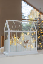 J-Line Ledkerstdorp - glas/synthetisch - wit/goud - large