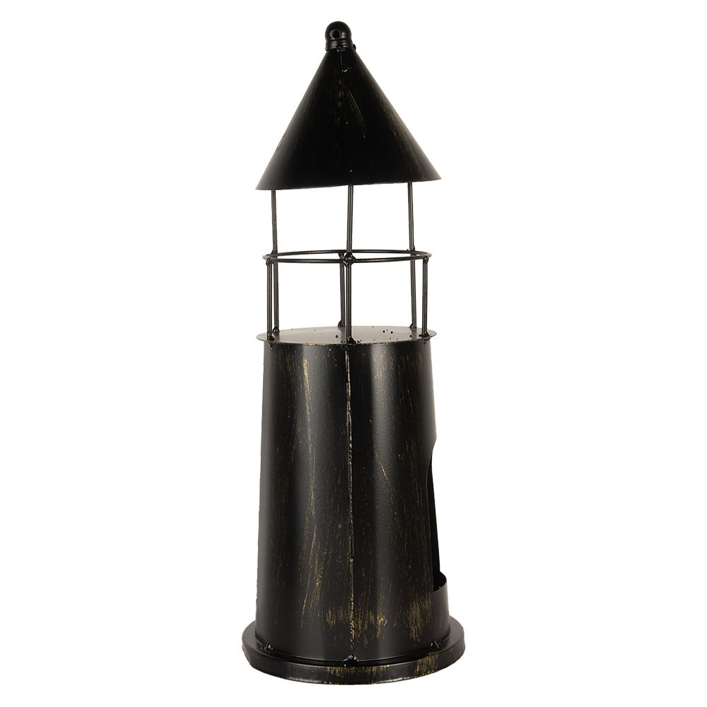 Decoratie Vuurtoren Ø 16x45 cm Zwart Metaal