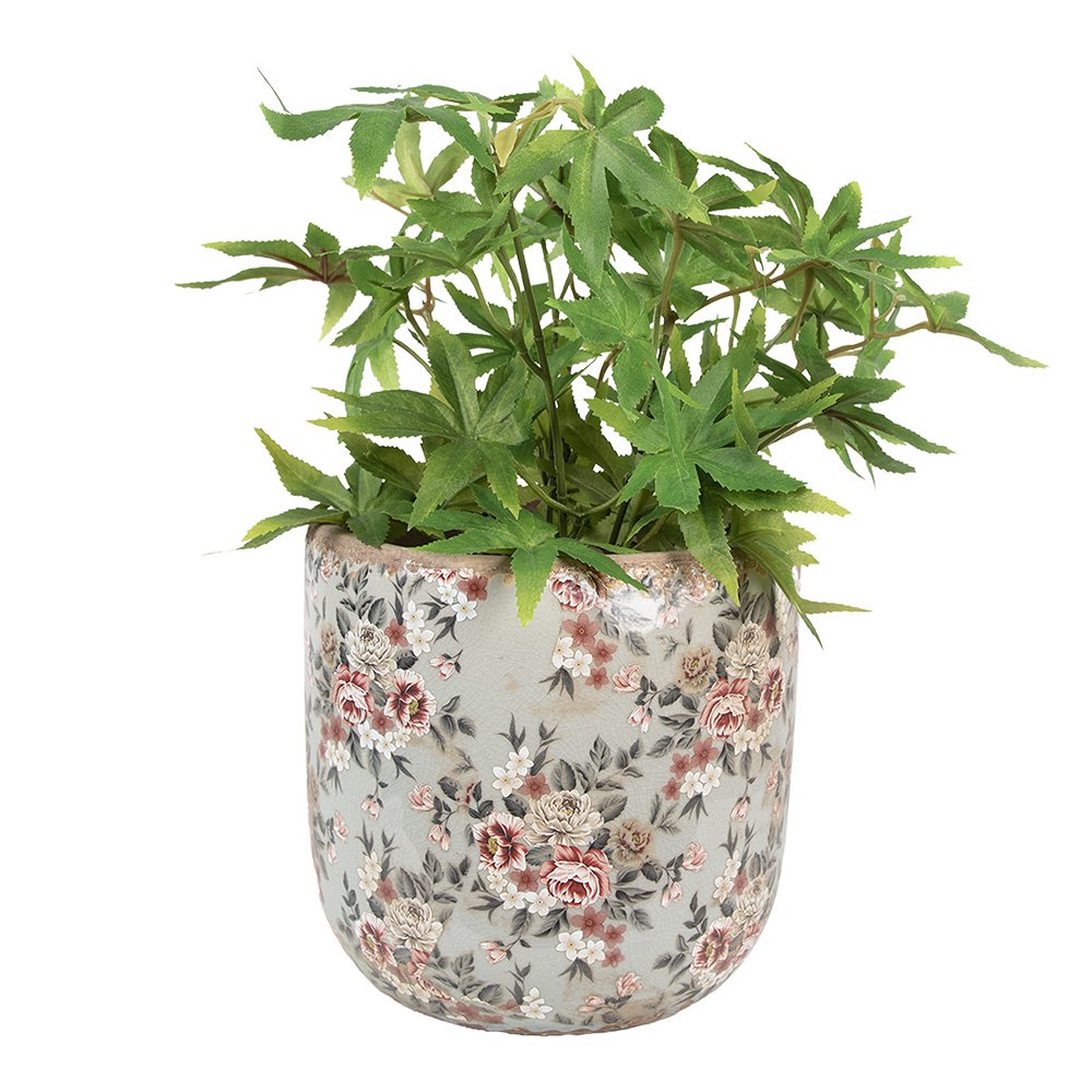 Bloempot Ø 19x18 cm Grijs Keramiek Bloemen