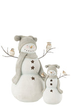 J-Line Sneeuwman Vogels Resine Wit/Grey Large