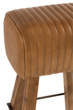 J-Line Kruk Gym Leder/Mango Hout Camel/Naturel
