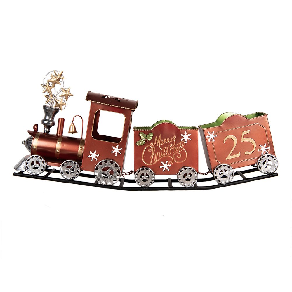 Kerstdecoratie Beeld Trein 79x15x37 cm Rood Metaal