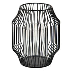 Windlicht Ø 23x28 cm Zwart Metaal Kaarsenhouder