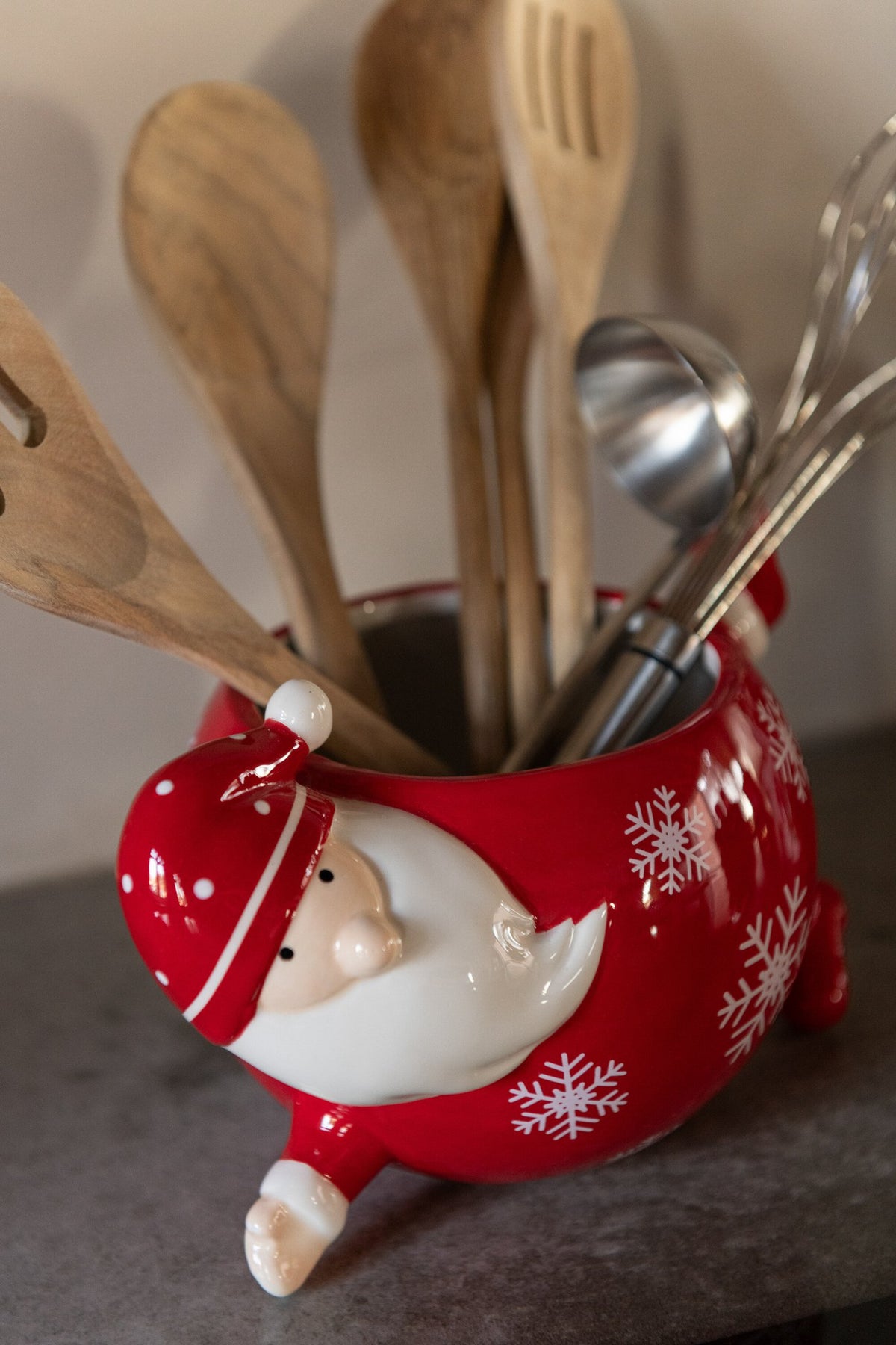 J-Line voorraadpot Kerstman Dolomiet - keramiek - wit/rood