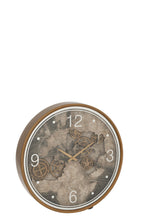 J-Line klok Kaart Europa - hout - goud - large - Ø 60 cm