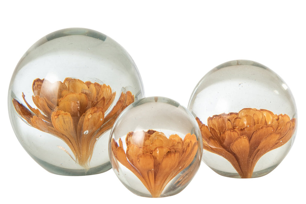 J-Line presse-papier Bal Bloemen - glas - brons - large