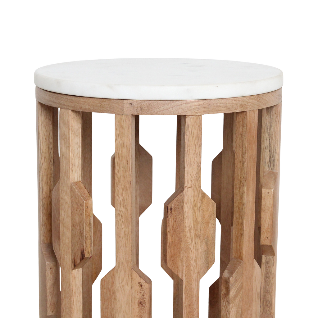 Atjeh bijzettafel marmer wit - 40x40x50 cm