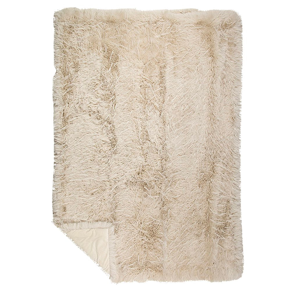 Plaid teddy langhaar pluk beige 130x170cm