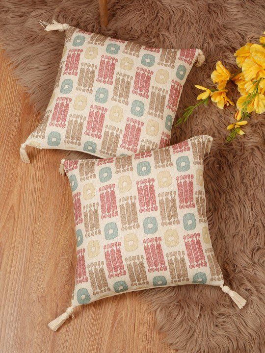 Set van 2 - Set kussenslopen met kleurblokken – woondecoratietextiel – mix van polylinnen