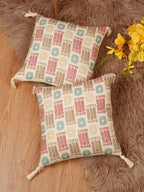 Set van 2 - Set kussenslopen met kleurblokken – woondecoratietextiel – mix van polylinnen