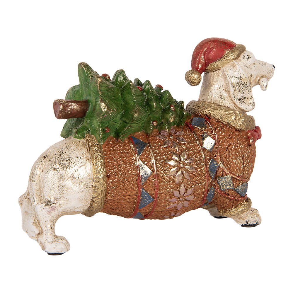 Decoratie Beeld Hond 21x6x14 cm Wit Kunststof