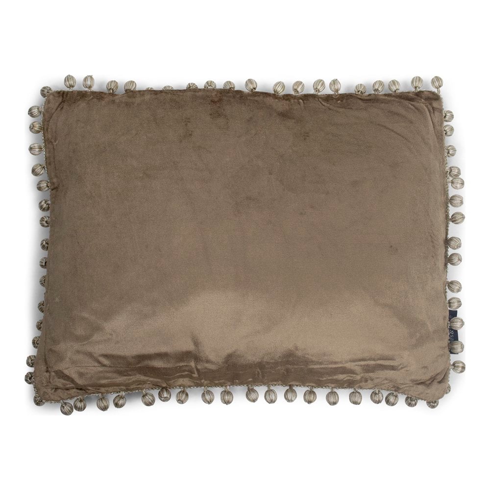Half kussen fluweel pom pom taupe 35x45cm