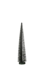 J-Line decoratie Kerstboom Glitter - kunststof - donkergroen - medium