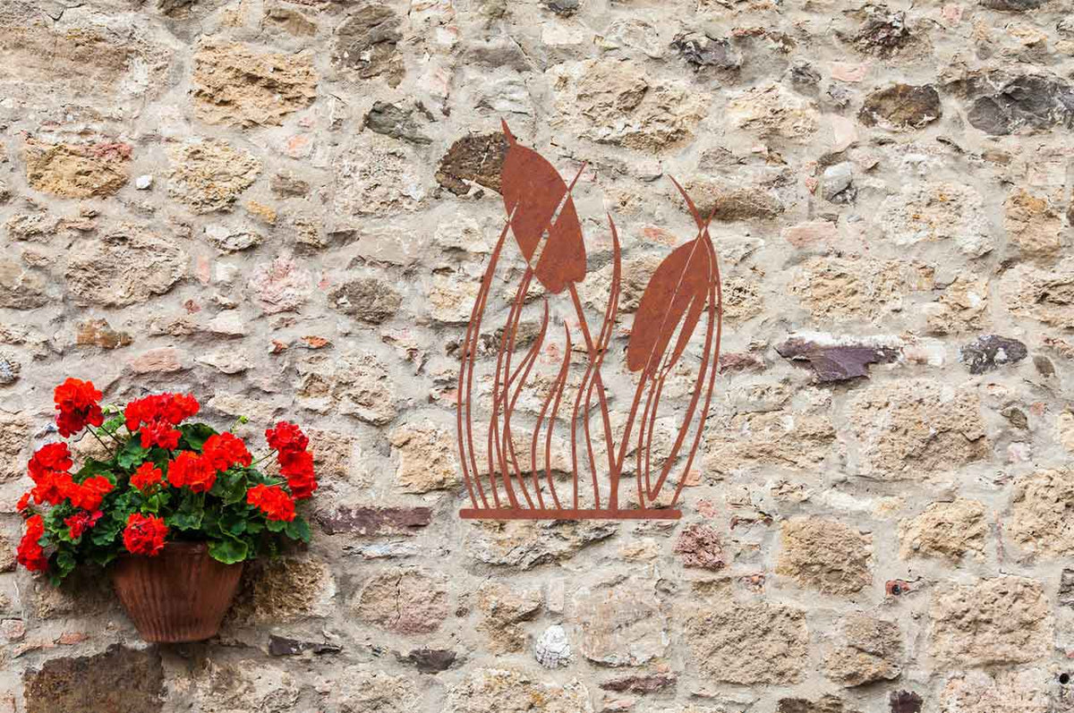 Pampagras roestmetaal wanddecoratie