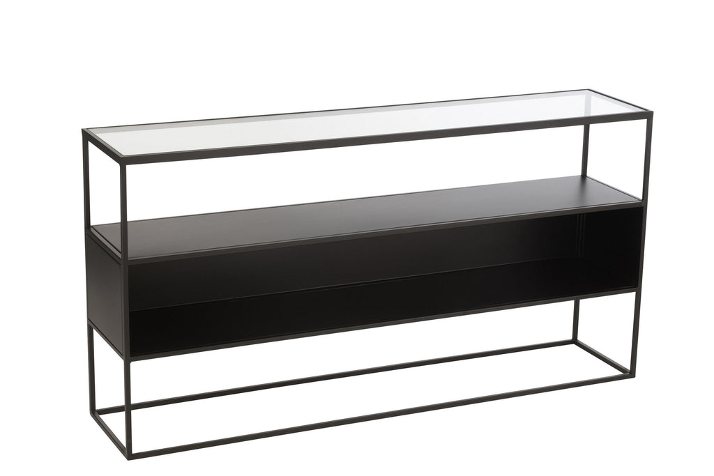 J-Line Console Vierkant Metaal/Glas Zwart