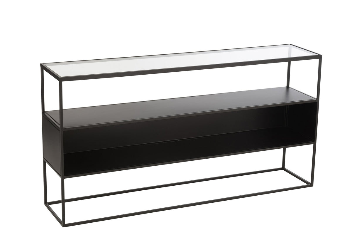J-Line Console Vierkant Metaal/Glas Zwart