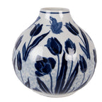 Vaas Ø 16x16 cm Wit Blauw Keramiek