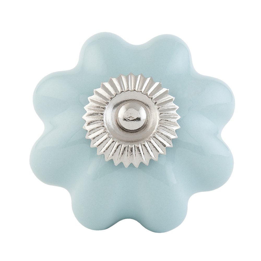 Deurknop Ø 4 cm blauw keramiek meubelknop