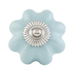 Deurknop Ø 4 cm blauw keramiek meubelknop