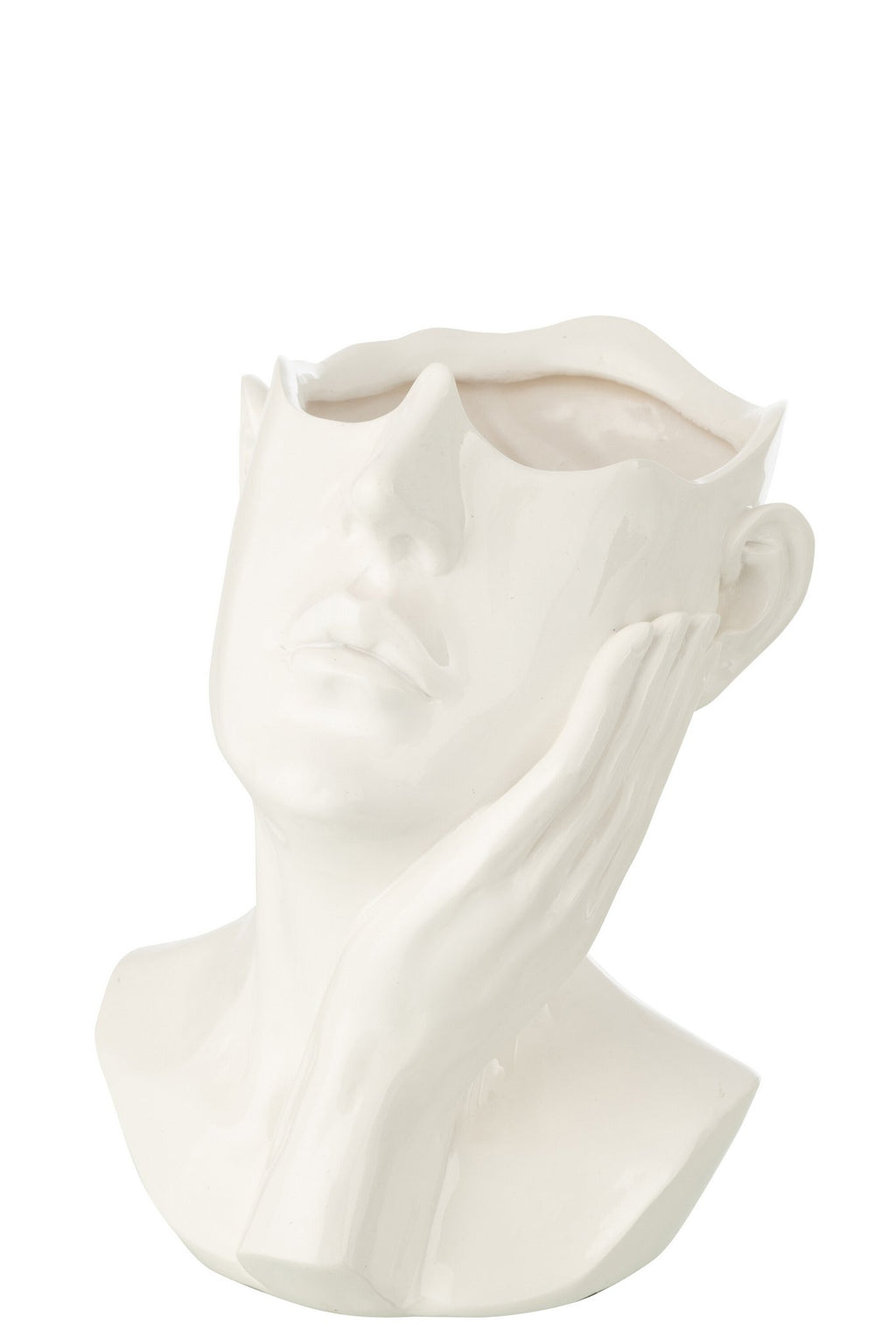 J-Line bloempot Vrouw - polyresin - wit