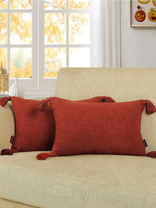 Set van 2 - Kussenslopen met textuur – Wasbare stoffenmix – Decoratieve kussenhoezen – 12x20in