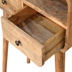 Massief hout, kleine gebogen console, licht eiken afwerking