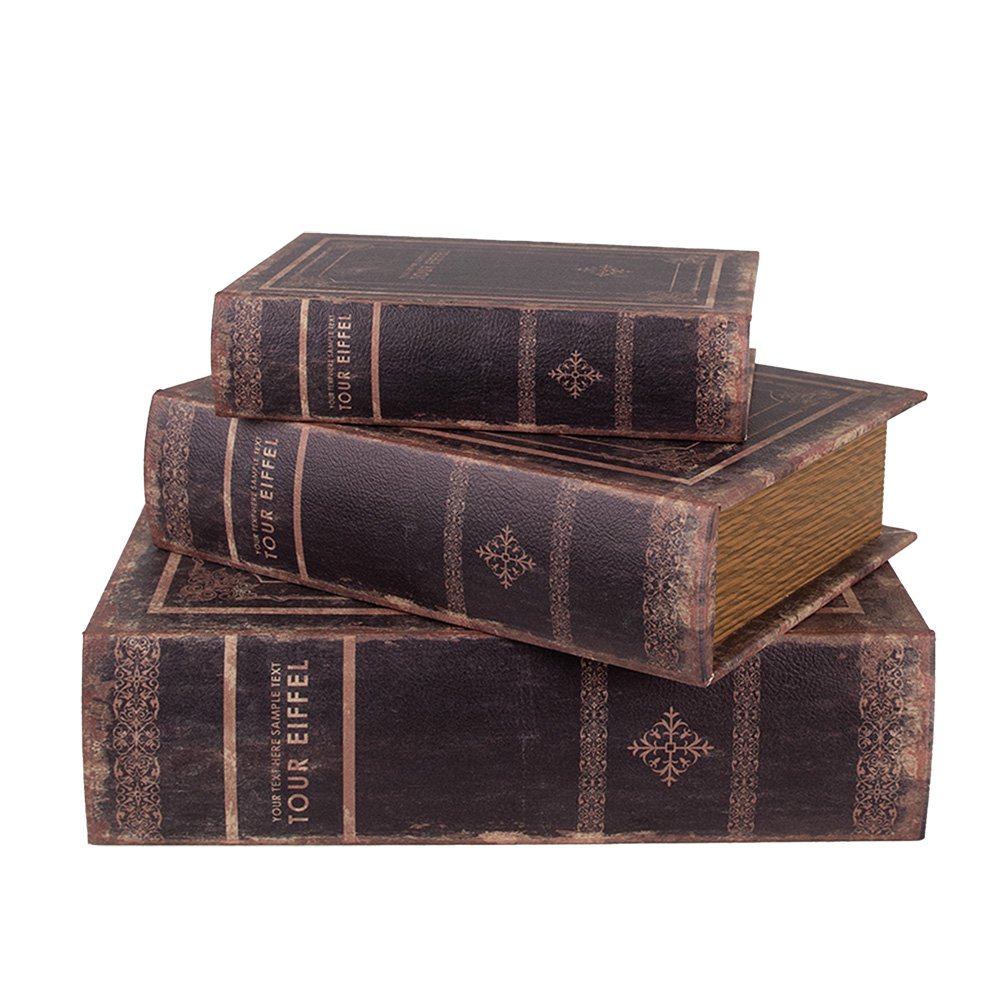 Opbergdoos Set van 3 Boeken 27/22/17 cm Bruin Hout