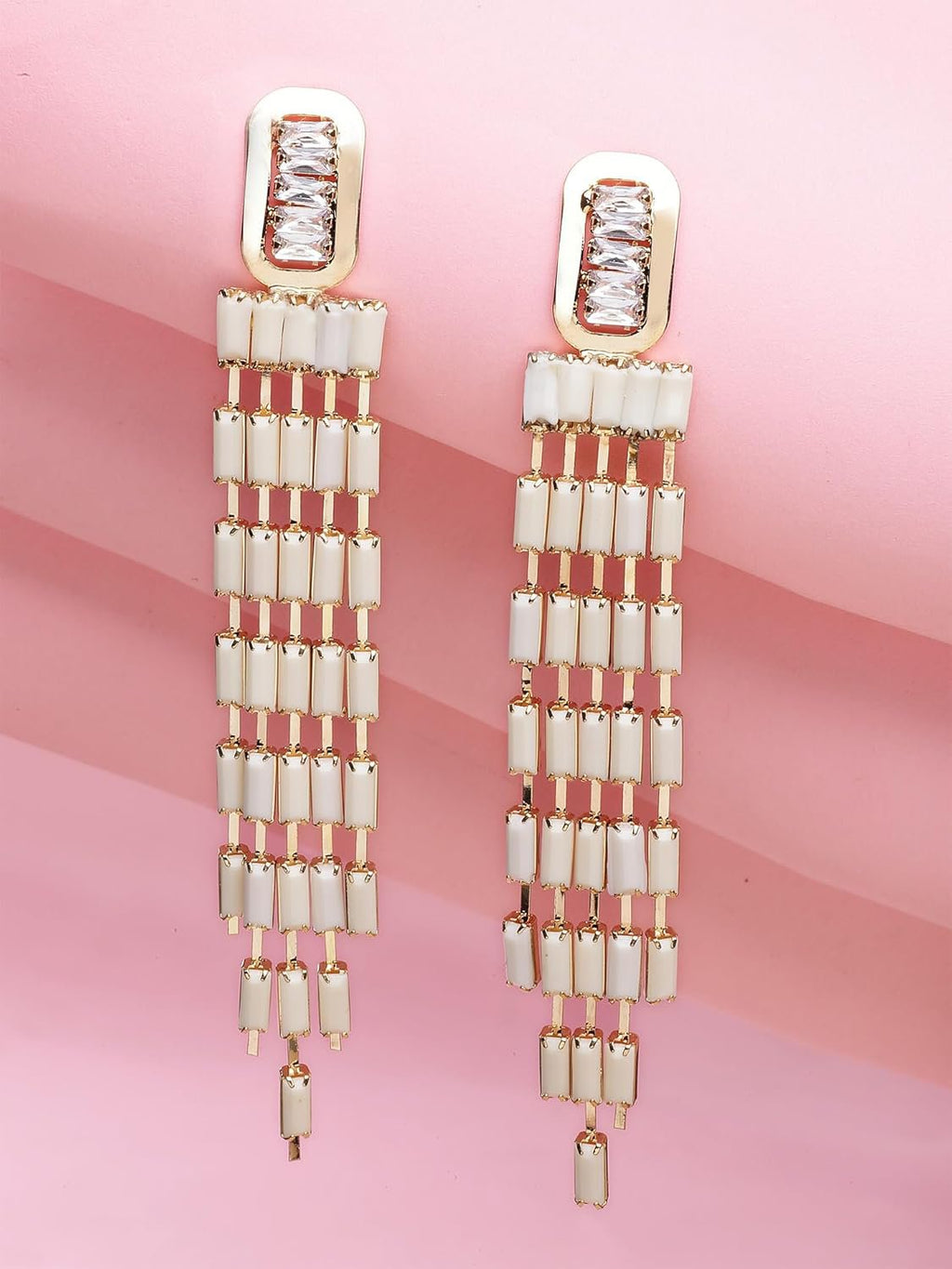 Eigentijdse witte oorbellen – mode-sieraden voor dames – vergulde afwerking – winkelvoorraad