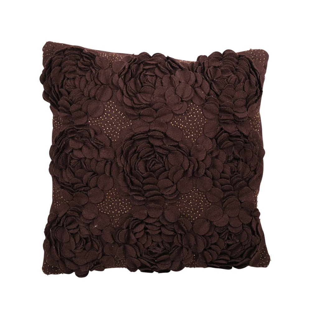 Kussen Rozen kralen 45x45 bruin