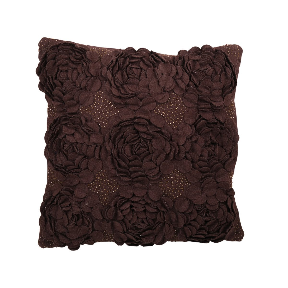 Kussen Rozen kralen 45x45 bruin