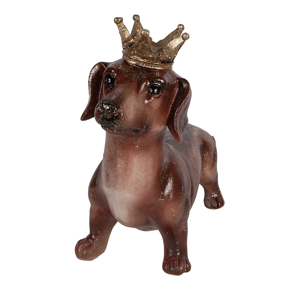 Decoratie Beeld Hond Teckel 35x14x28 cm Bruin Kunststof