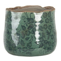 Bloempot Ø 13x11 cm Groen Keramiek Bladeren Bloempot Binnen