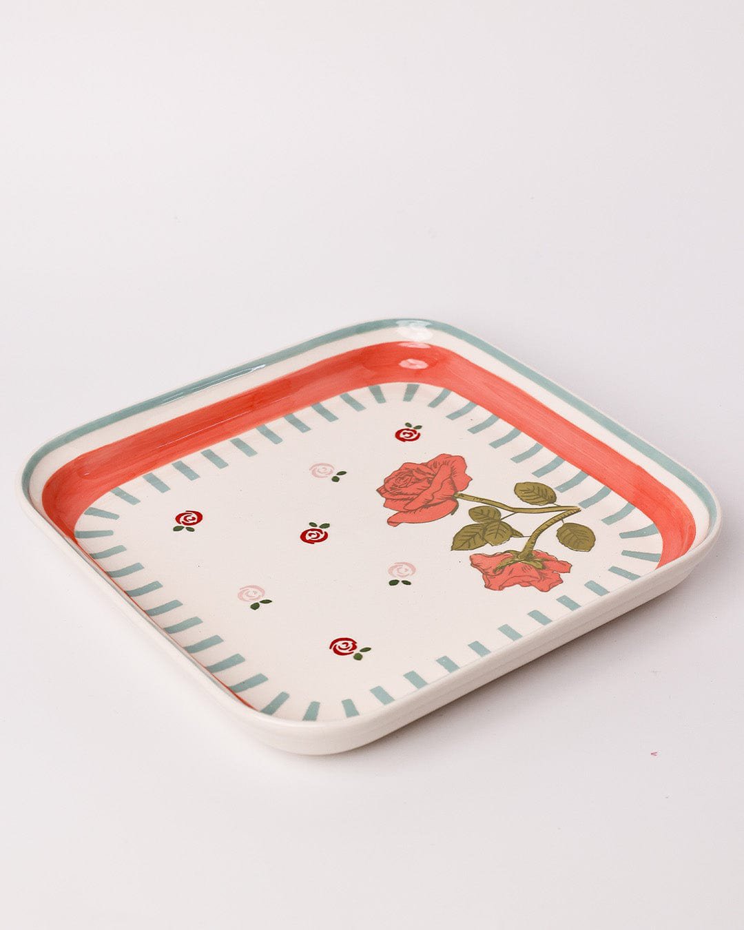 Serveerbord | Keramiek Handgeschilderd Vierkant | 20,5x20,5cm