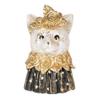 Decoratie Beeld Kat 12x10x18 cm Wit Zwart Kunststof