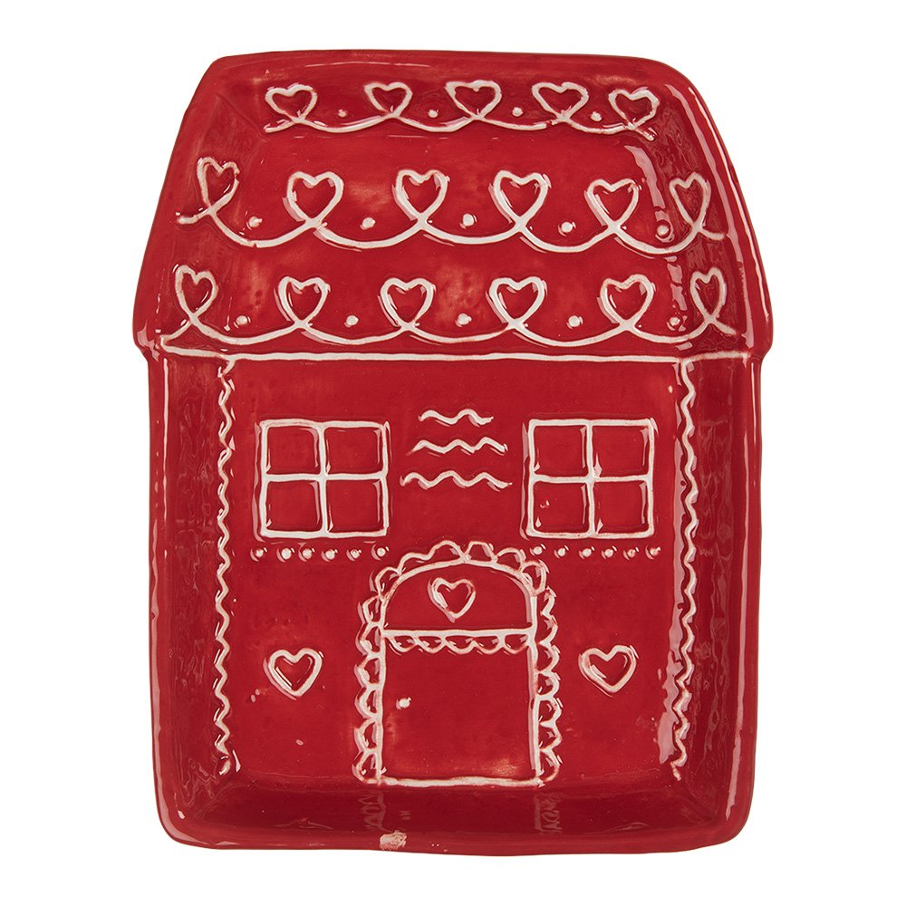 Dinerbord Huis 15x19x3 cm Rood Keramiek