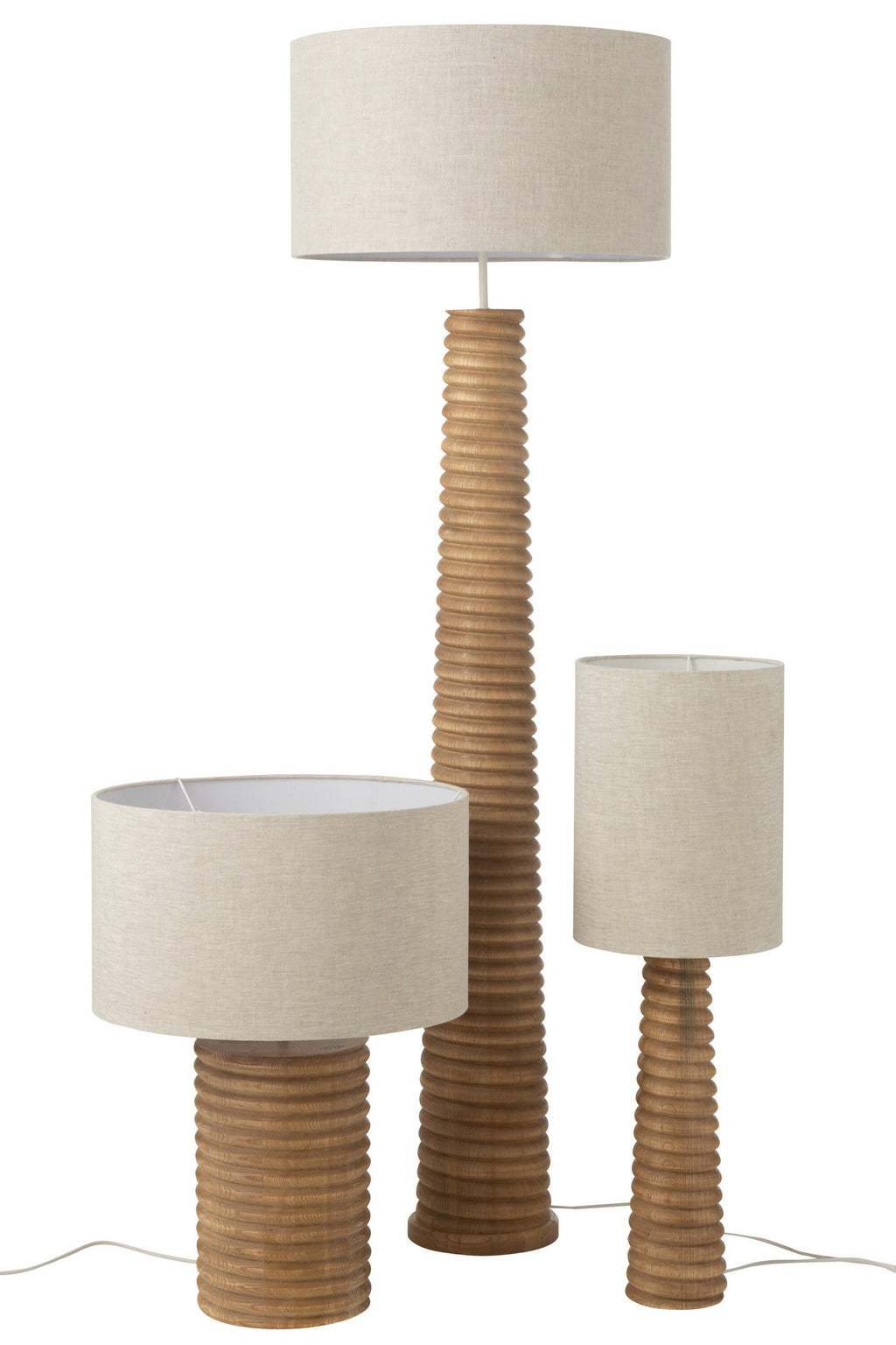 J-Line lamp Schroefdraad Wijd - hout - naturel/grijs