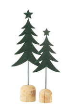J-Line decoratie Kerstboom Op Voet + Ster - metaal/hout - groen - L