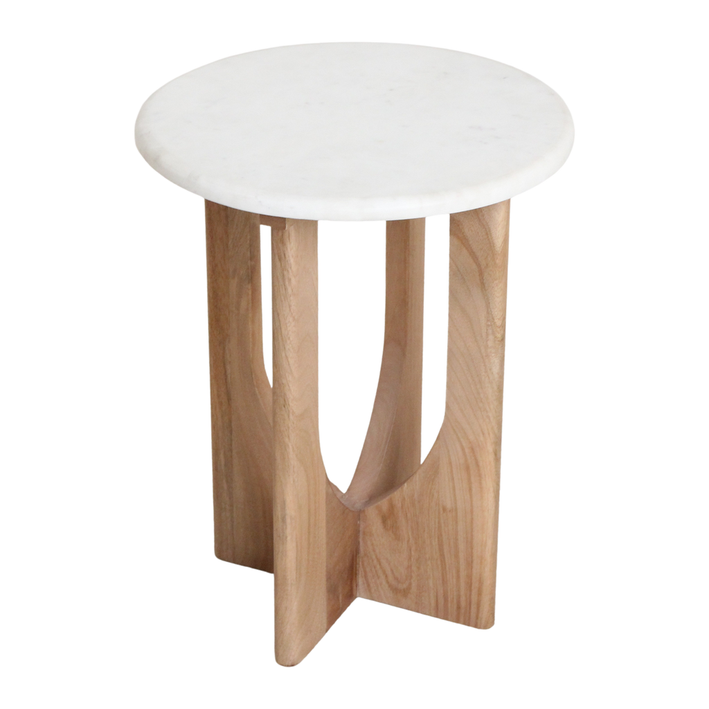 Kuching bijzettafel marmer wit - 30x30x50 cm